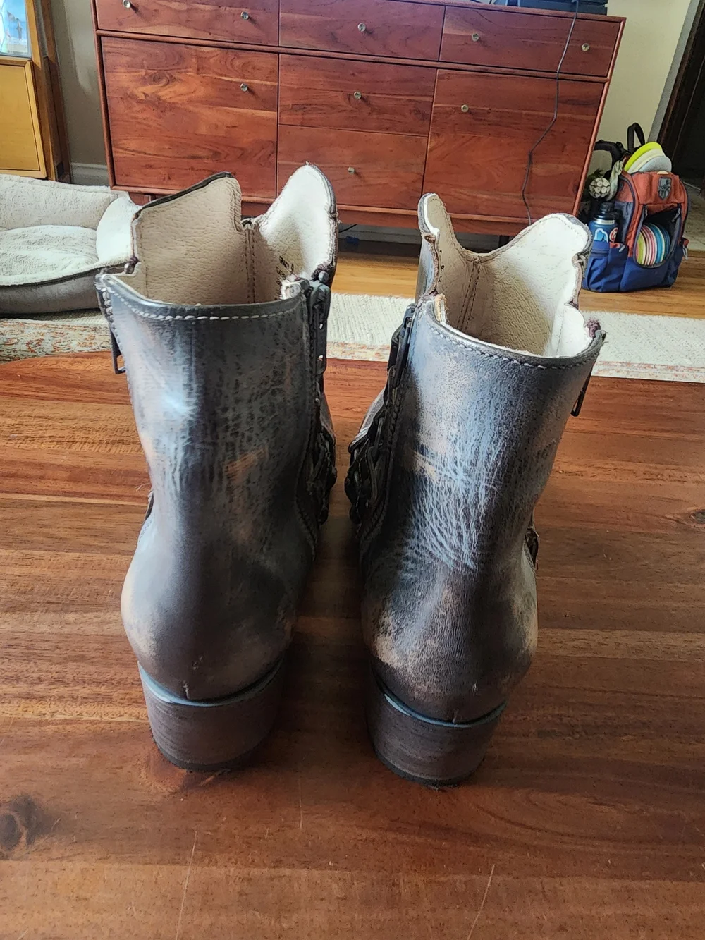 freebird Grady Ice Distressed Studded Strap Ankle Boots